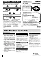 Panasonic SLMP50 - PORT. CD PLAYER Operating Instructions Manual preview