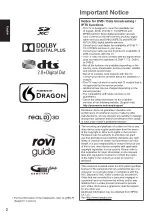 Предварительный просмотр 2 страницы Panasonic Viera TX-L65WT600E Operating Instructions Manual