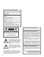 Предварительный просмотр 2 страницы Panasonic WV-LW2200 Operating Instructions Manual