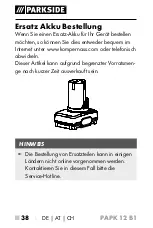 Предварительный просмотр 43 страницы Parkside PAPK 12 B1 Operating Instructions Manual