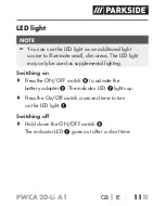 Предварительный просмотр 16 страницы Parkside PWCA 20-Li A1 Short Manual