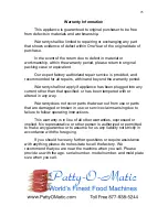 Предварительный просмотр 25 страницы Patty-O-Matic PR12 Owner'S Manual