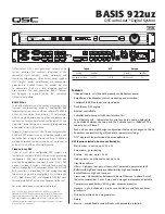 Предварительный просмотр 1 страницы QSC BASIS 922uz Specification Sheet