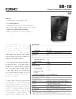 QSC SR-18 Specification Sheet предпросмотр