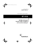 Radio Shack ET-1110 Owner'S Manual предпросмотр