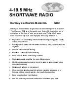 Preview for 1 page of Ramsey Electronics SR2 User Manual