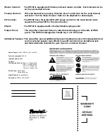 Предварительный просмотр 2 страницы Randall RH100 Owner'S Manual