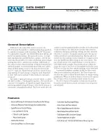 Предварительный просмотр 1 страницы Rane AP 13 Datasheet