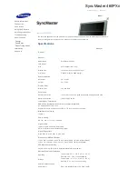 Preview for 165 page of Samsung 400PX - SyncMaster - 40" LCD Flat Panel... User Manual