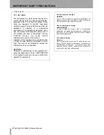 Preview for 2 page of Tascam CC-222MKII Owner'S Manual