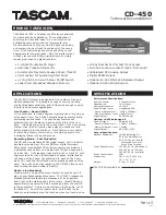 Preview for 1 page of Tascam CD-450 CD-450 Technical Documentation