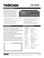 Tascam CD-A630 Technical Documentation preview