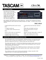 Tascam CD-A700 Technical Documentation preview