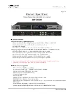 Tascam DA-3000 Spec Sheet preview