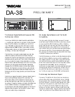 Preview for 1 page of Tascam DA-38 Preliminary Information