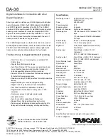 Preview for 5 page of Tascam DA-38 Preliminary Information