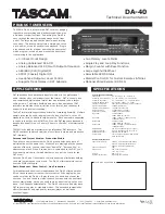 Preview for 1 page of Tascam DA-40 Tehnical Documentation
