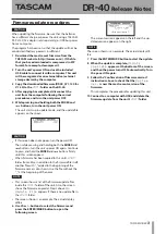 Preview for 3 page of Tascam DR-40 Release Note
