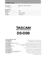 Preview for 12 page of Tascam DS-D98 Owner'S Manual