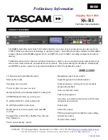 Tascam SS-R1 Specifications preview