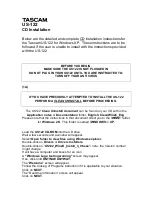 Предварительный просмотр 1 страницы Tascam US-122 Installation Instructions