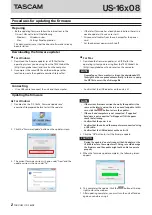 Предварительный просмотр 2 страницы Tascam US-16X08 Firmware Update Instructions