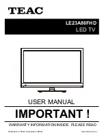 Teac LE23A86FHD User Manual preview