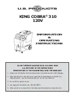 Preview for 1 page of U.S. Products KING COBRA 310 Information & Operating Instructions