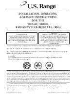 U.S. Range "REGAL" SERIES Installation, Operating  & Service Instructions preview