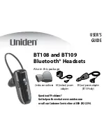 Uniden BT-109 User Manual preview