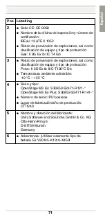 Preview for 71 page of Unify OpenStage M3 EX Safety Notes