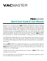 Vacmaster PRO200 Quick Start Manual & User Manual preview