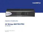 Preview for 1 page of VADDIO AV BRIDGE MATRIX PRO Operator'S Manual