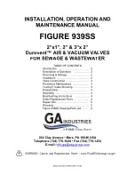 Предварительный просмотр 1 страницы Vag GA Industries 939SS Installation, Operation And Maintenance Manual