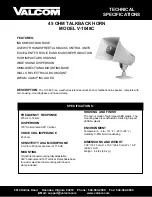 Предварительный просмотр 1 страницы Valcom V-1048C Technical Specifications