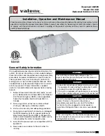 Preview for 1 page of valent VX Series Installation, Operation And Maintenance Manual