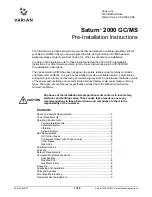 Varian Saturn 2000 GC/MS Pre-Installation Instructions preview