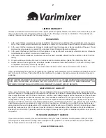 Предварительный просмотр 2 страницы Varimixer V20K Spare Part And Operation Manual