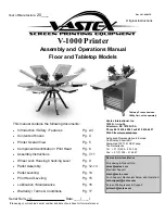 VASTEX V-1000 Assembly And Operation Manual preview