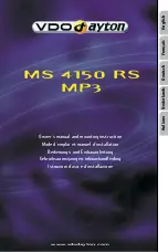 Preview for 1 page of VDO MS 4150 RS MP3 Installation And Owner'S Manual