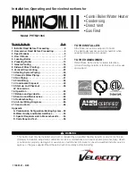 Velocity PHANTOM II Installation, Operating And Service Instructions preview
