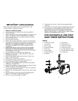 Предварительный просмотр 2 страницы Waring MG100 Instruction Manual