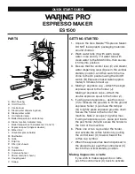 Waring PRO ES1500 Vero Barista Quick Start Manual предпросмотр