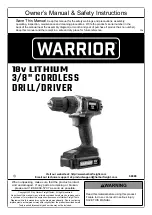 WARRIOR 58389 Owner'S Manual & Safety Instructions preview