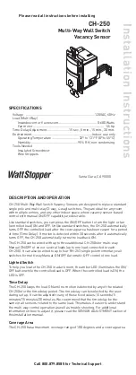 Preview for 1 page of wattstopper CH-250 Installation Instructions Manual