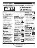 Wayne RUP160 Operating Instructions And Parts Manual preview