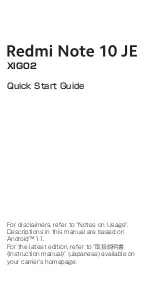 Xiaomi Redmi Note 10 JE Quick Start Manual preview