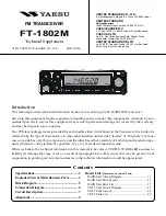 Предварительный просмотр 1 страницы Yaesu FT-1802M Technical Supplement