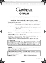 Предварительный просмотр 5 страницы Yamaha Clavinova CLP-170 Owner'S Manual