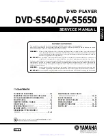 Yamaha DVD S540 - Progressive Scan DVD Player Service Manual preview